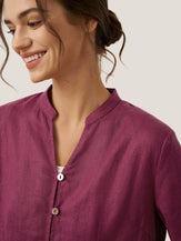 100% Linen Hand Button Long Top DILLON by LINTICO for women