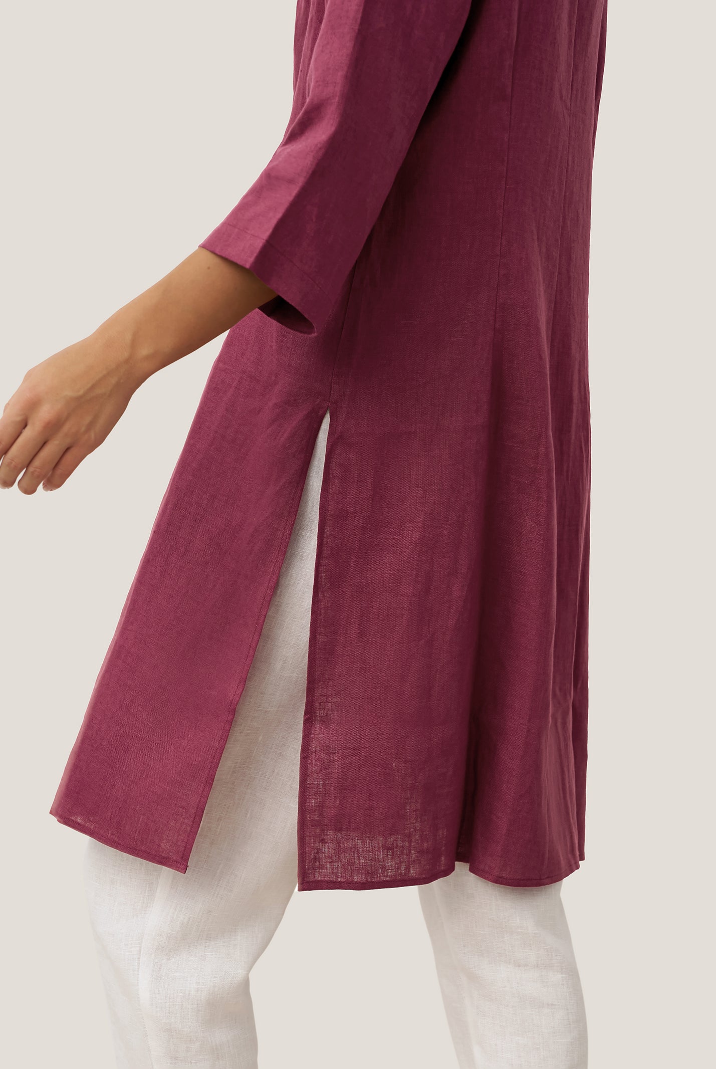 100% Linen Hand Button Long Top DILLON by LINTICO for women