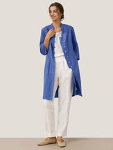 100% Linen Hand Button Long Top DILLON by LINTICO for women