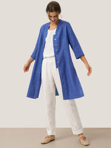 100% Linen Hand Button Long Top DILLON by LINTICO for women