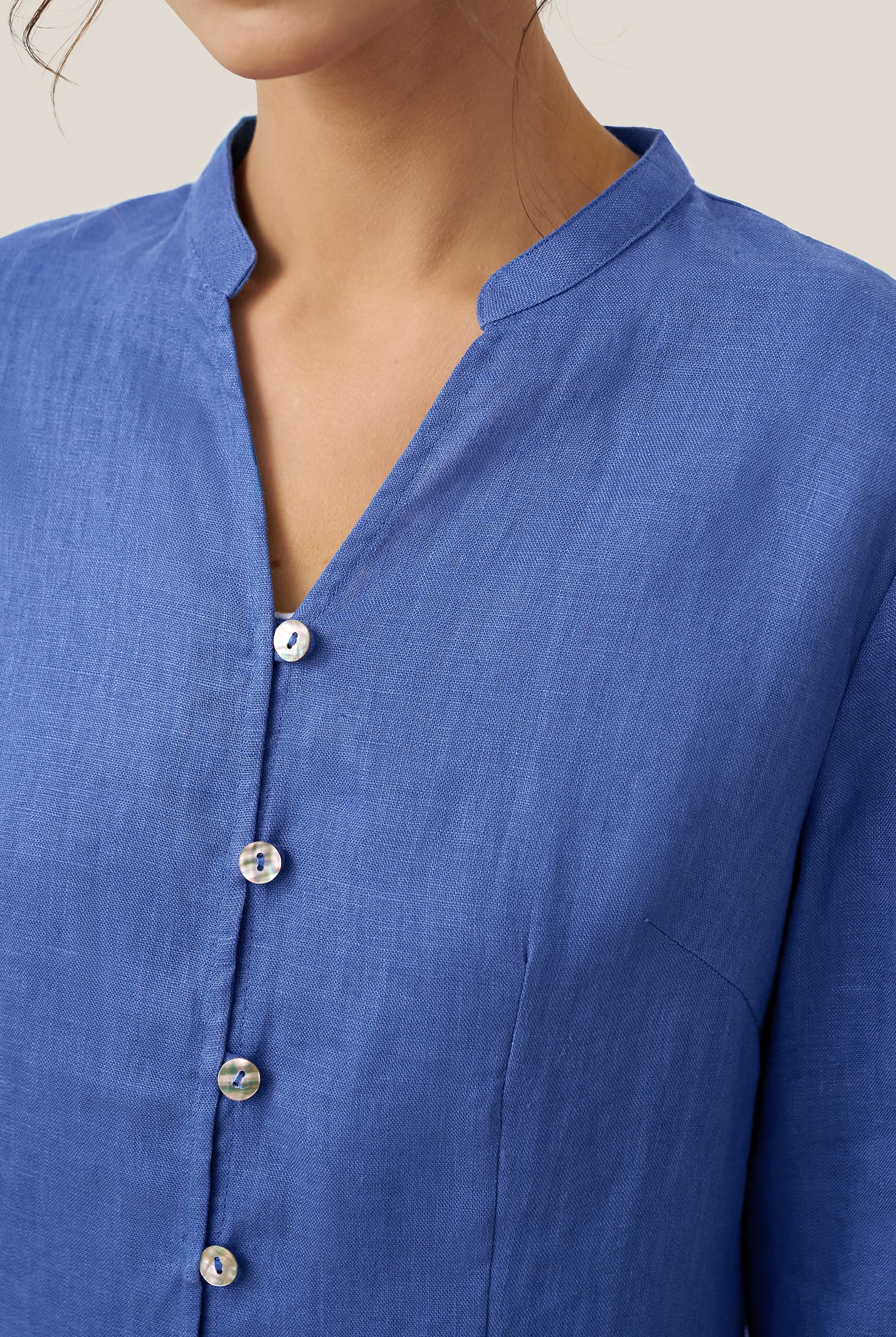 100% Linen Hand Button Long Top DILLON by LINTICO for women