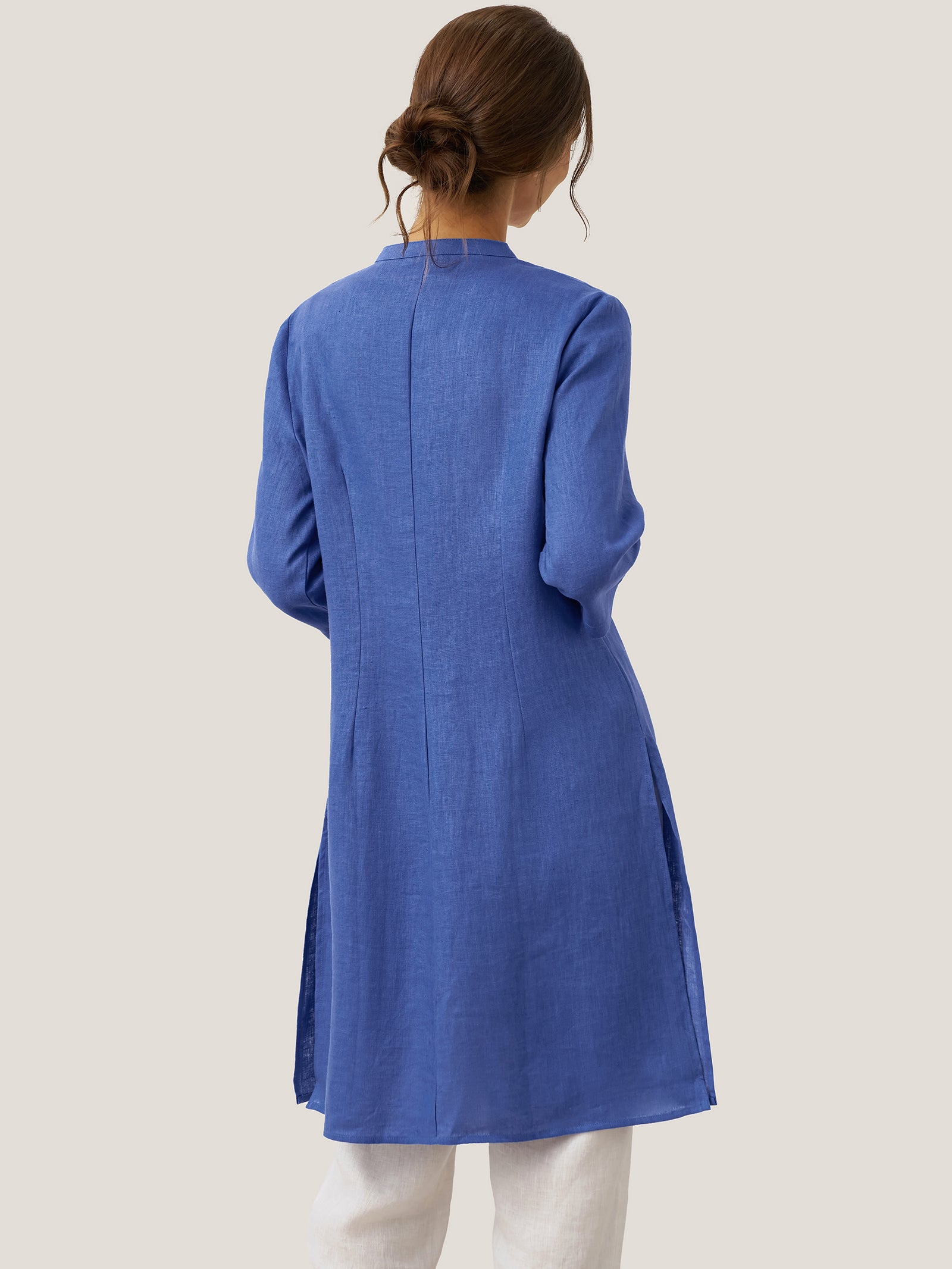 100% Linen Hand Button Long Top DILLON by LINTICO for women