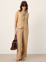 Pantalon large en 100% lin ajouré LEONTINE de LINTICO pour femme