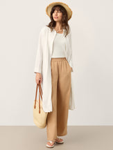 100% Linen Embroidered Pintuck Midi Shirt Dress SYLVIA by LINTICO for women