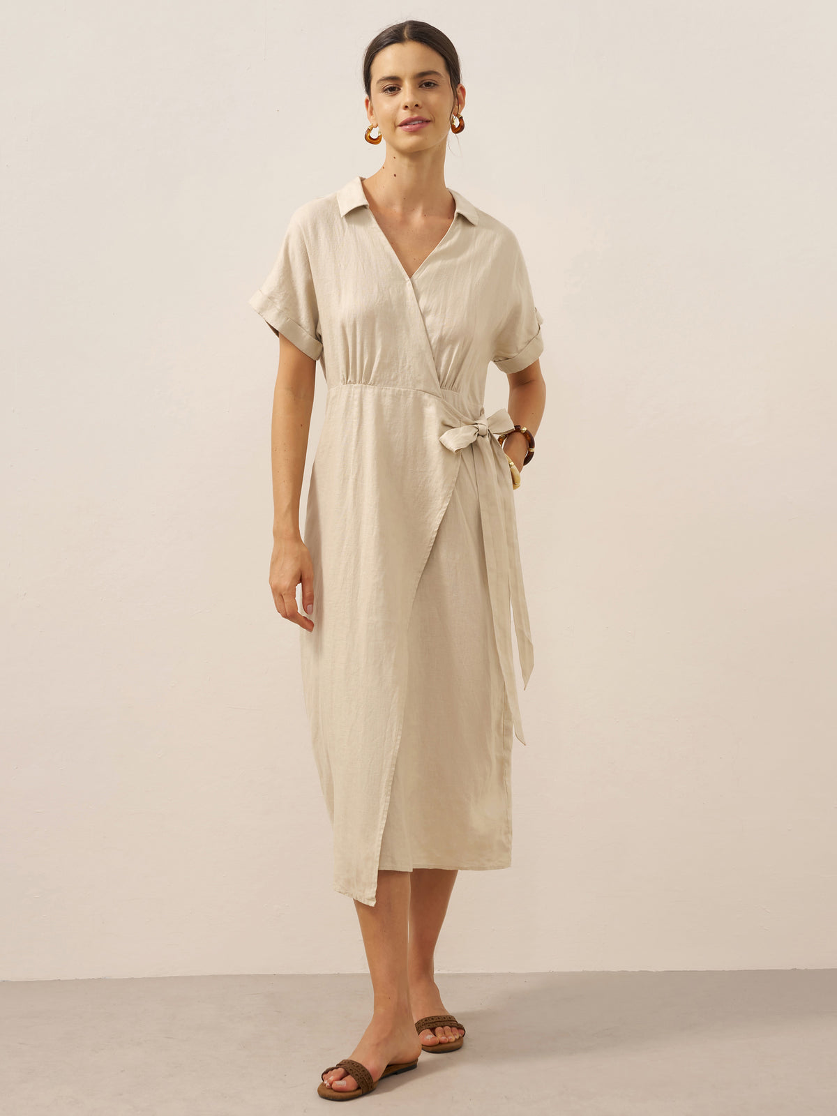 100% Linen One-Piece Belted Maxi Dress CORA by LINTICO for women