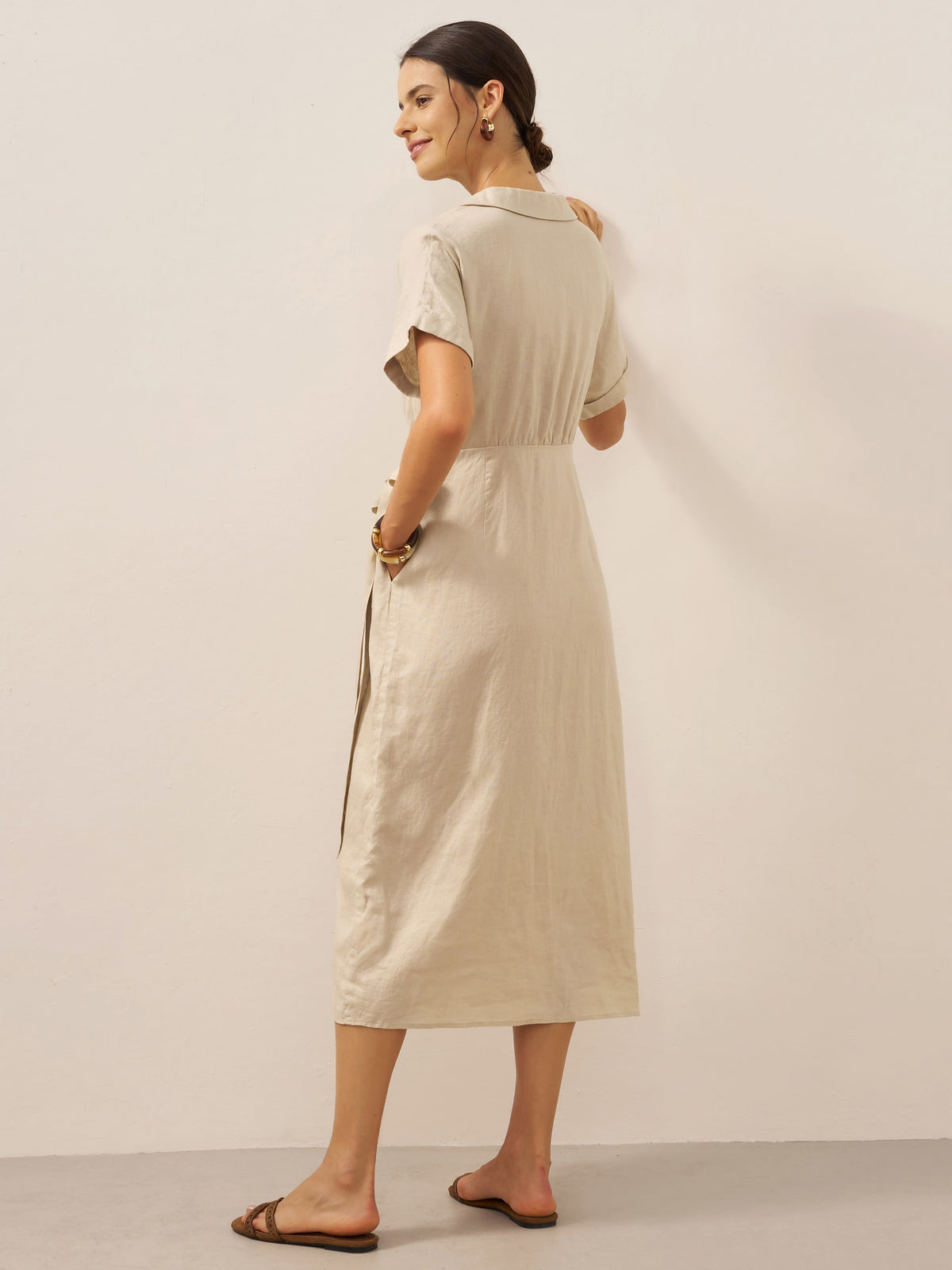 100% Linen One-Piece Belted Maxi Dress CORA by LINTICO for women