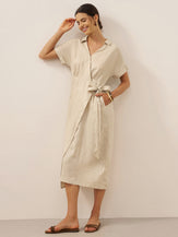 100% Linen One-Piece Belted Maxi Dress CORA by LINTICO for women
