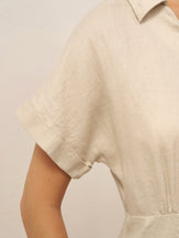 100% Linen One-Piece Belted Maxi Dress CORA by LINTICO for women