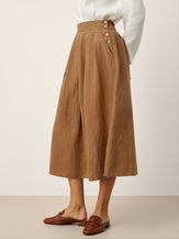 100% Linen Pleated Side Button Skirt LILITH by LINTICO for women