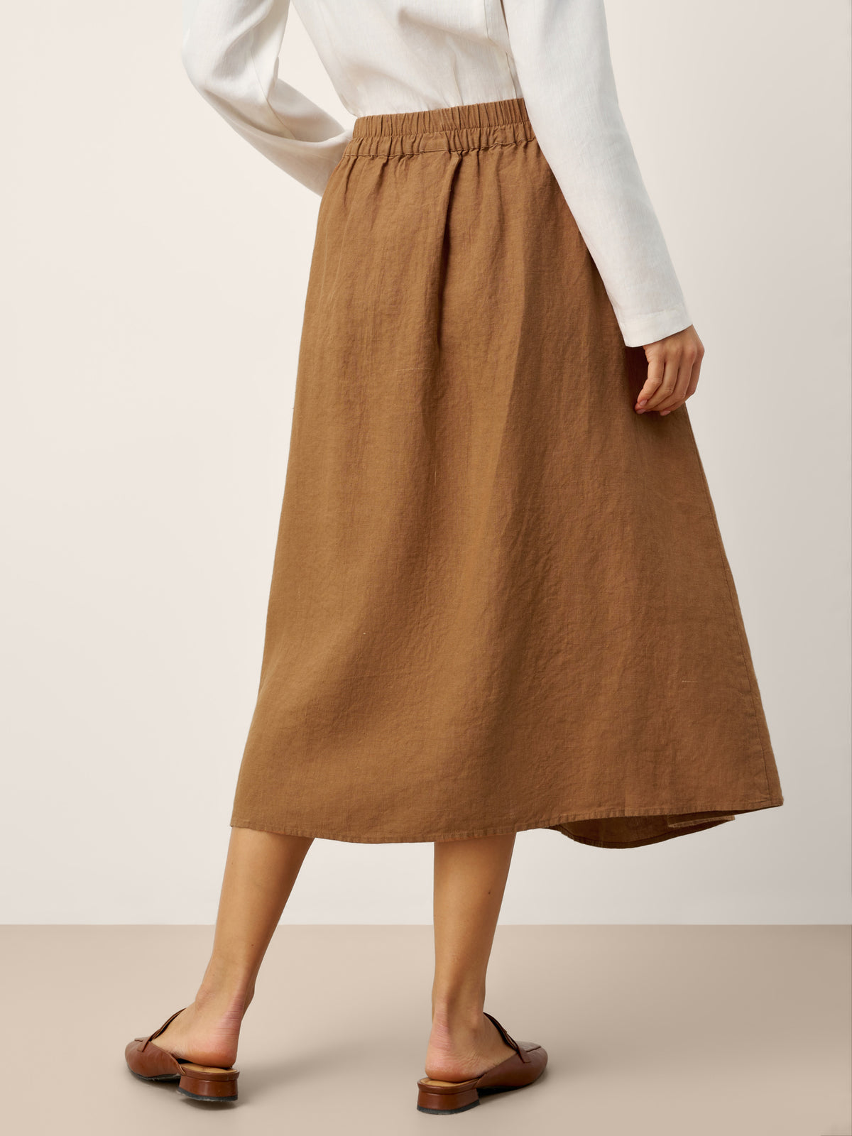 100% Linen Pleated Side Button Skirt LILITH by LINTICO for women