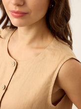 100% Linen Cinch-Back Sleeveless Tailored Vest BRONWYN by LINTICO for women