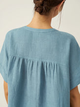 100% Linen Short Sleeve Crew Neck Shirt FINA by LINTICO for women