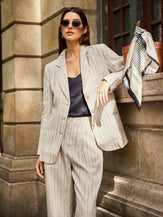 100% Linen Sketch Stripe Suit Set ELOISE by LINTICO for women