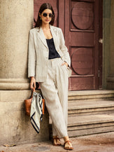 100% Linen Sketch Stripe Suit Set ELOISE by LINTICO for women
