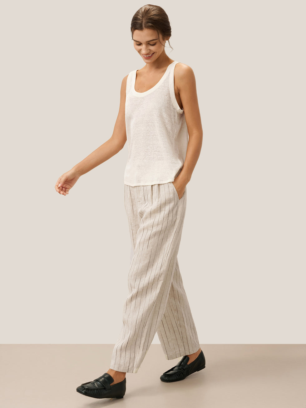 100% Linen Sketch Stripe Suit Set ELOISE by LINTICO for women
