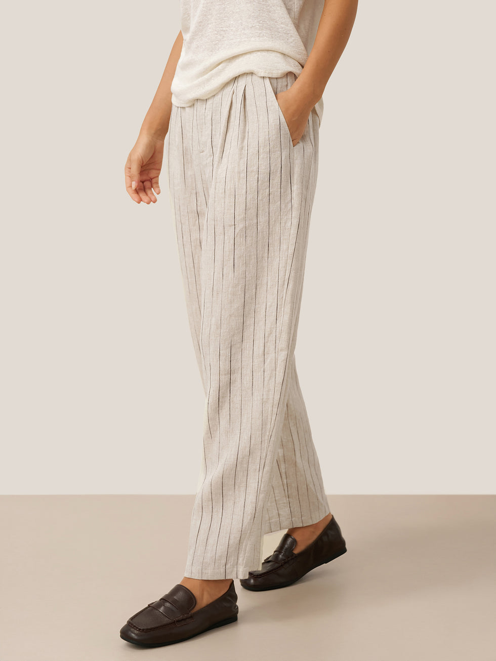 100% Linen Sketch Stripe Suit Set ELOISE by LINTICO for women