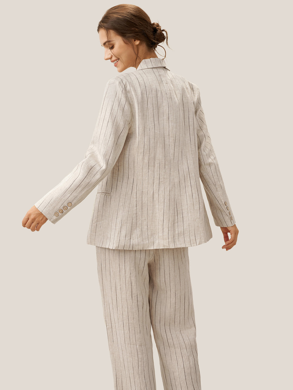 100% Linen Sketch Stripe Suit Set ELOISE by LINTICO for women