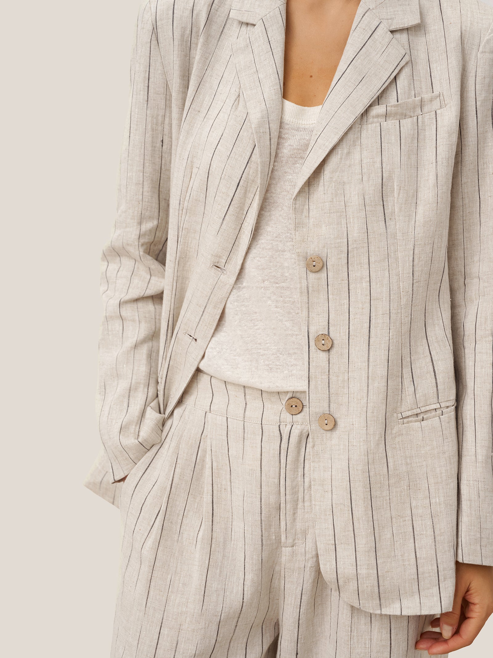 100% Linen Sketch Stripe Suit Set ELOISE by LINTICO for women