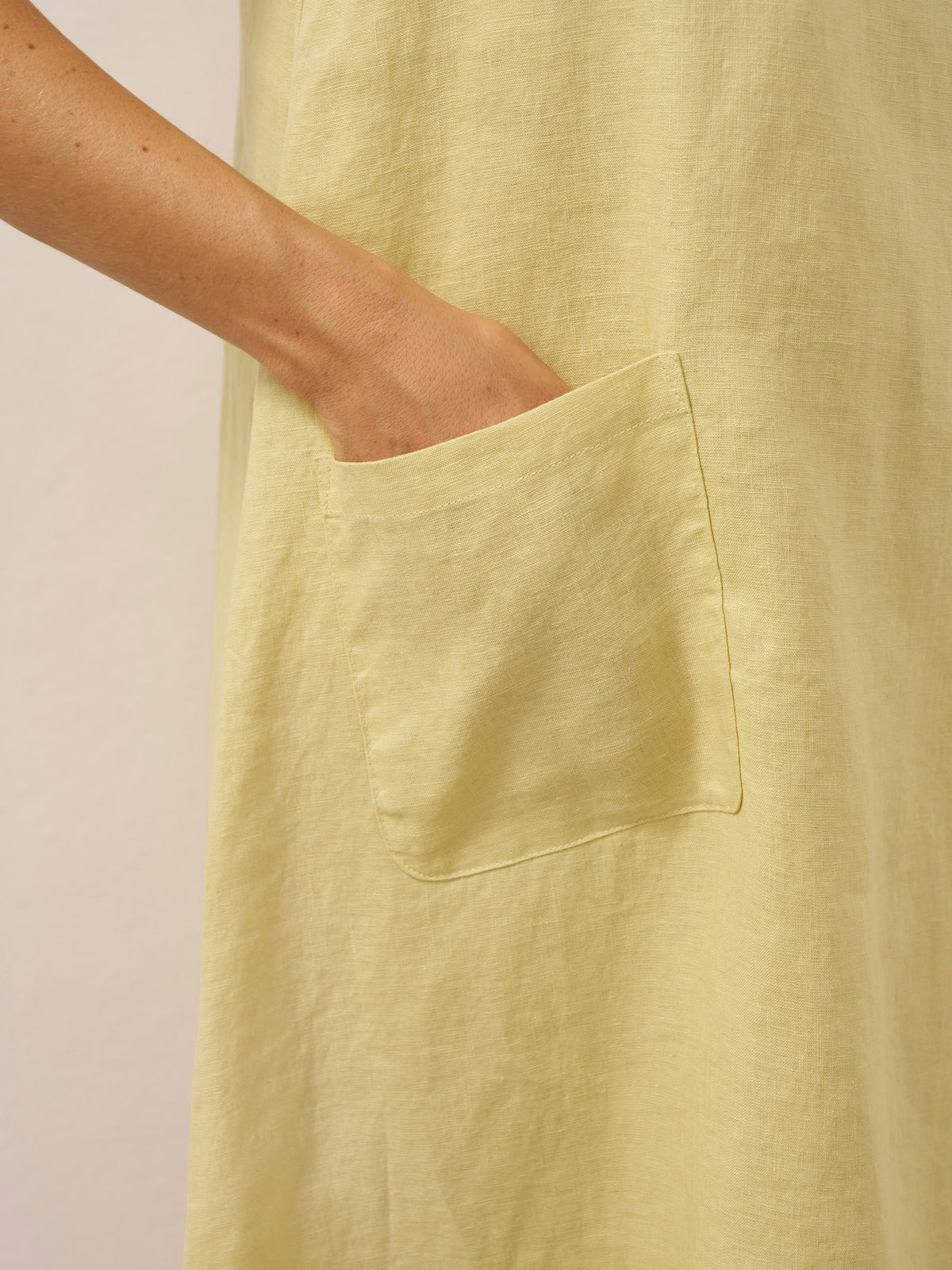 100% Linen Sleeveless Pocket A-Line Mini Dress LUZ by LINTICO for women