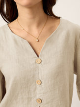100% Linen Split Neck Inverted Pleat Top TABITHA by LINTICO for women