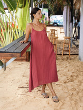 100% Linen Strappy Maxi Dress & Cover-Up Set UNA by LINTICO for women