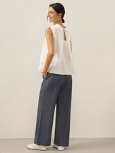 100% Linen Structured Collar Sleeveless Blouse BLAIR by LINTICO for women