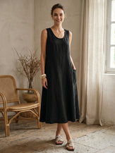 100% Linen Swing Beach Tank Dress GIANA by LINTICO for women