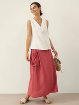 100% Linen Drawstring Pocket Skirt TESS by LINTICO for women