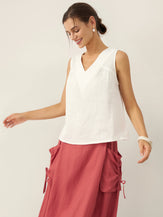 100% Linen V-Neck Sleeveless Tank Top NICOLE by LINTICO for women