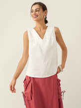 100% Linen V-Neck Sleeveless Tank Top NICOLE by LINTICO for women