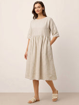 100% Linen A-Line Midi Dress VALENCIA by LINTICO for women