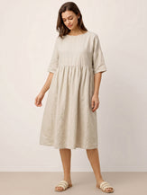 100% Linen A-Line Midi Dress VALENCIA by LINTICO for women