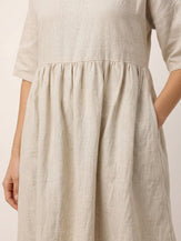 100% Linen A-Line Midi Dress VALENCIA by LINTICO for women