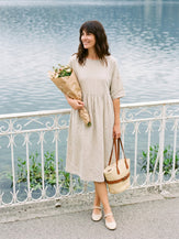 100% Linen A-Line Midi Dress VALENCIA by LINTICO for women