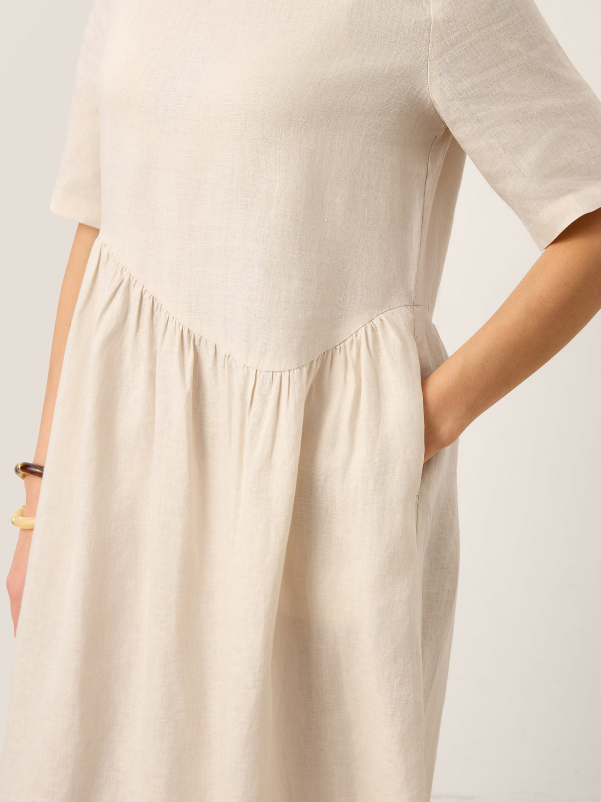 100% Linen Arch-Seam Fluid Midi Dress EUDORA by LINTICO for women