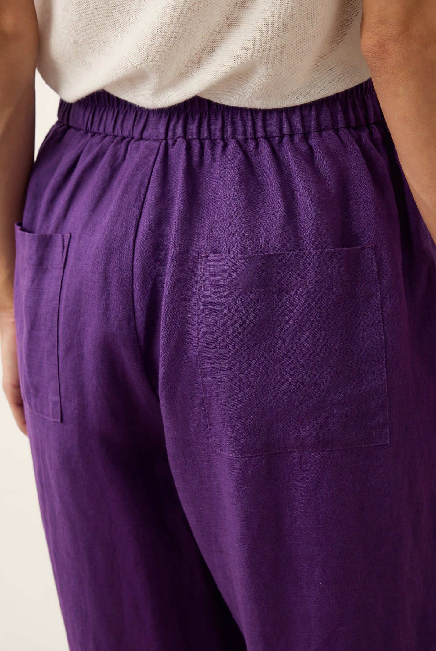 100% Linen Artisan Button Tapered Pants KATHERINE by LINTICO for women