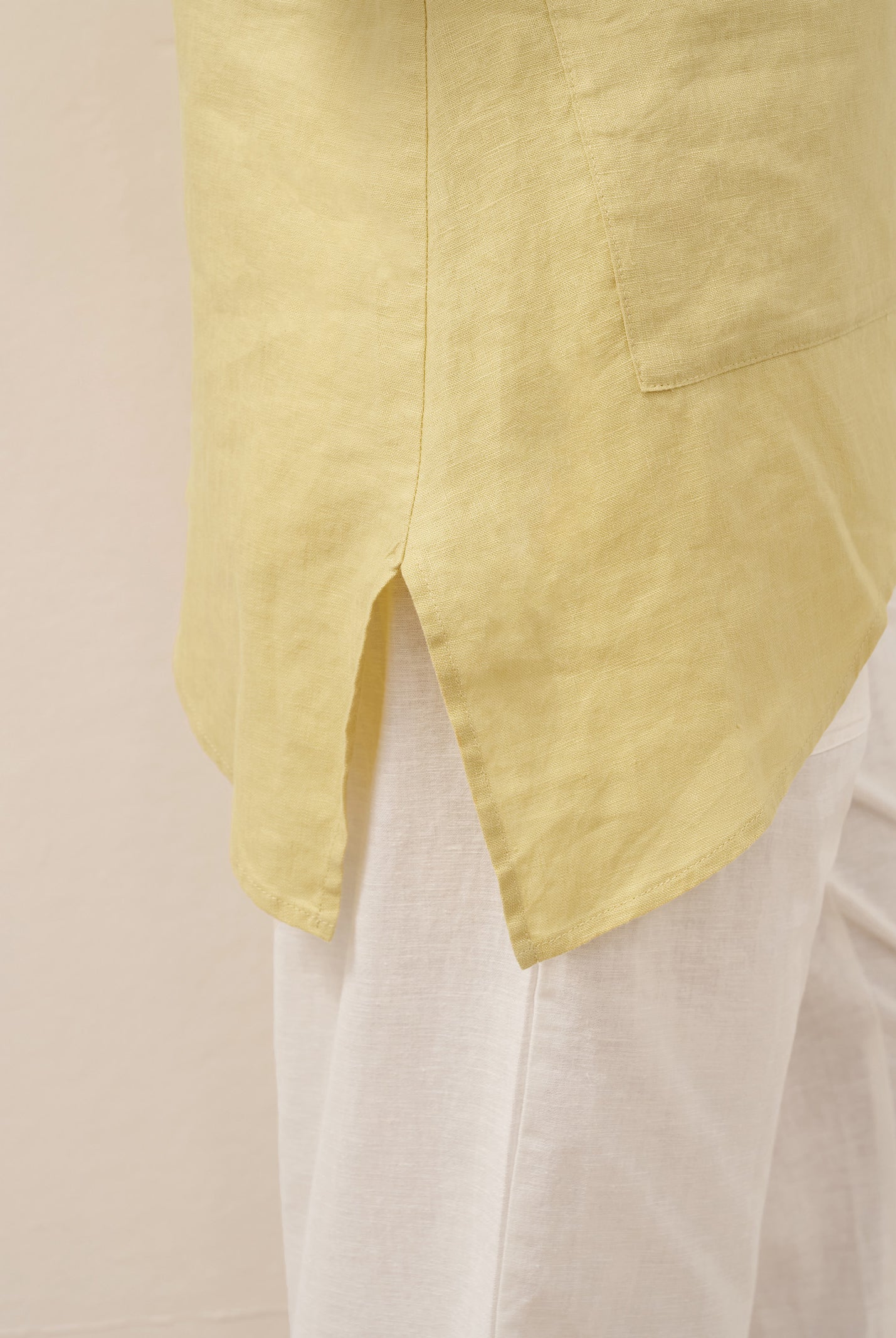 100% Linen Asymmetric Hem Long Top ISLA by LINTICO for women