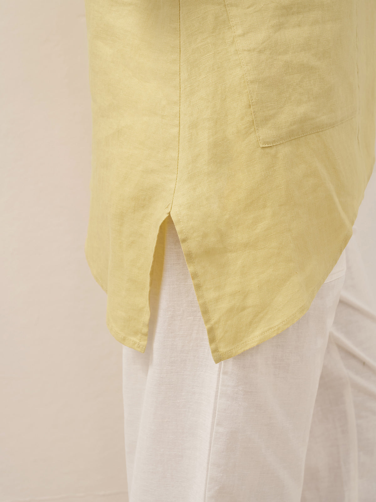 100% Linen Asymmetric Hem Long Top ISLA by LINTICO for women