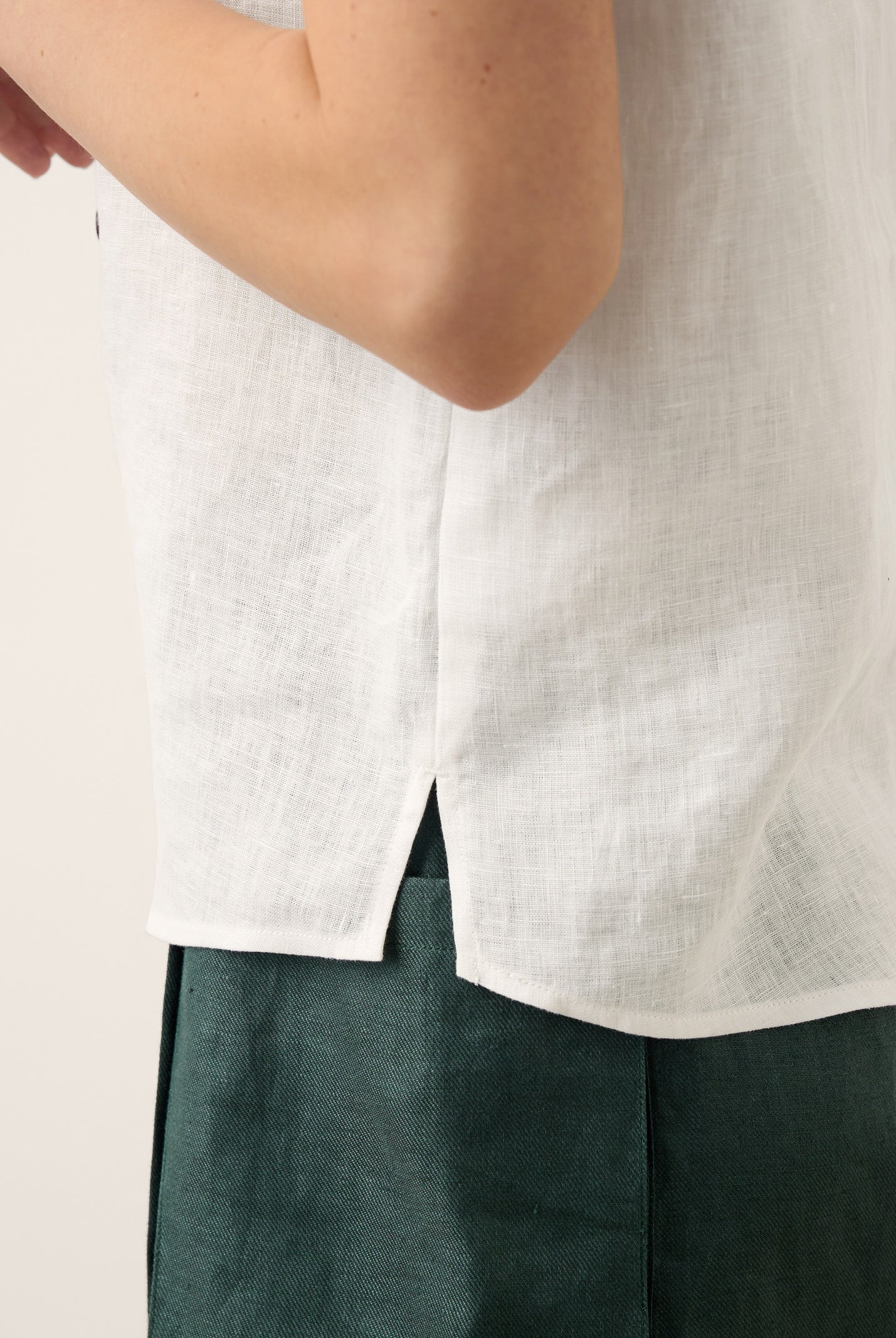 100% Linen Asymmetric Placket Cap Sleeve Top EVALINA by LINTICO for women