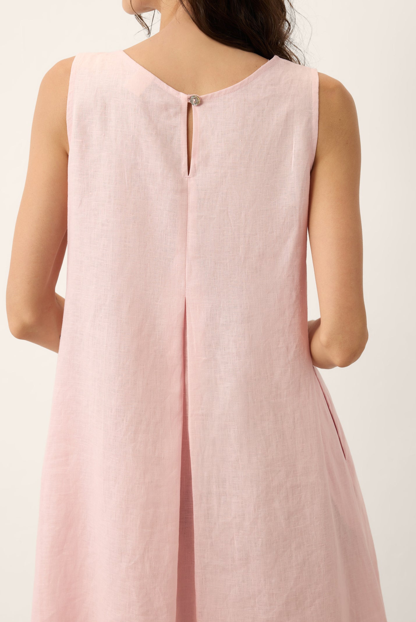 100% Linen Asymmetric Pleat A-Line Midi Dress KARINA by LINTICO for women