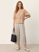 100% Linen Batwing Sleeve Peplum Shirt MIRELLA by LINTICO