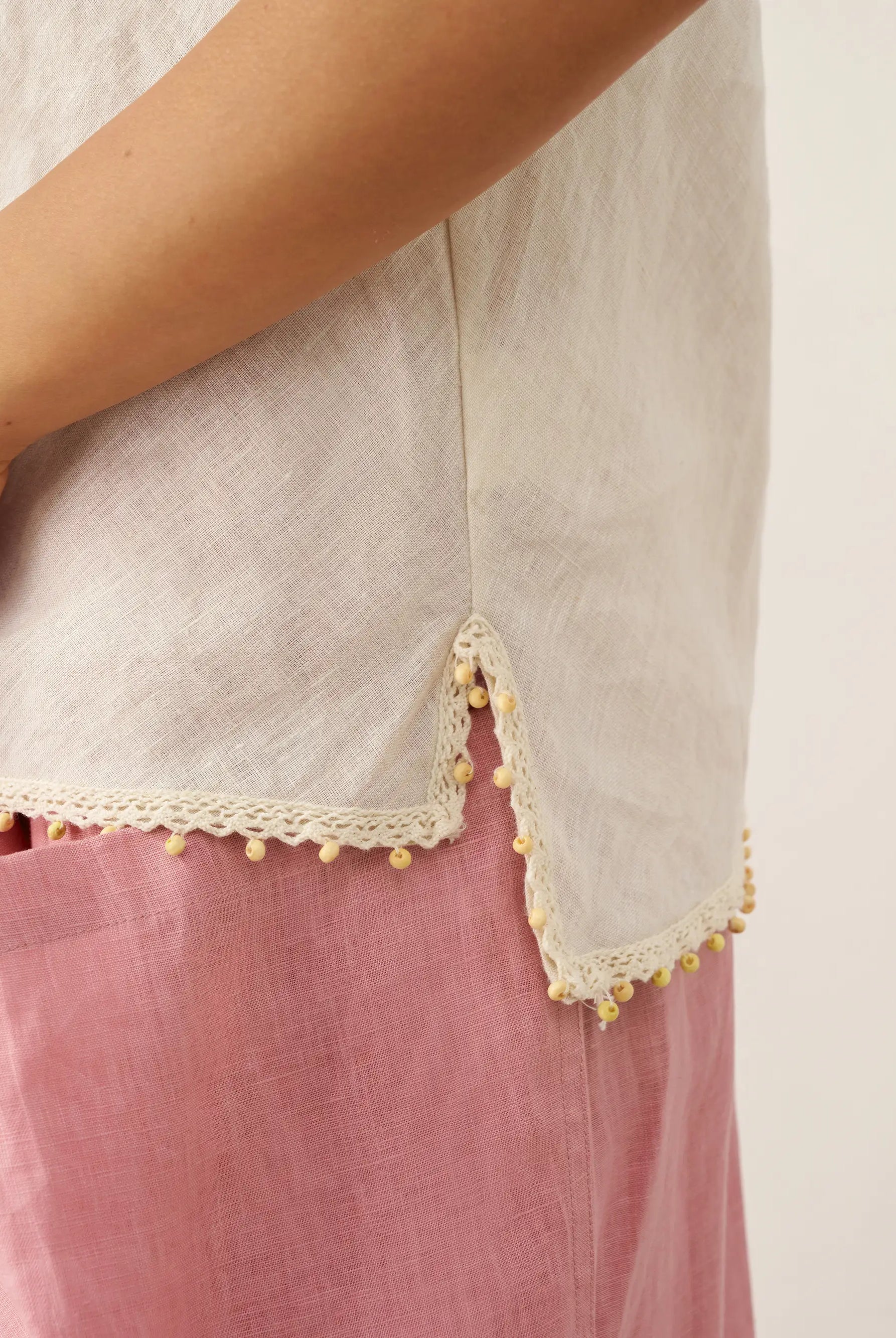 100% Linen Beaded Hem Camisole Bree by LINTICO for women