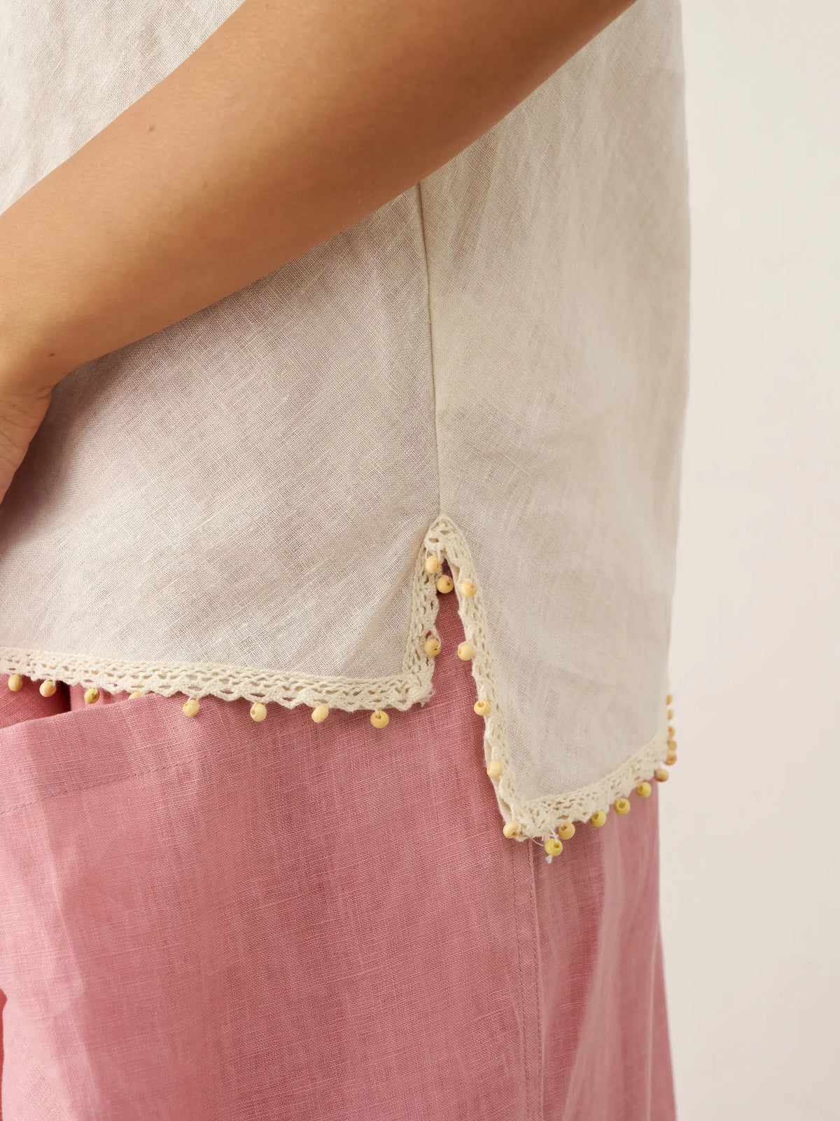 100% Linen Beaded Hem Camisole Bree by LINTICO for women