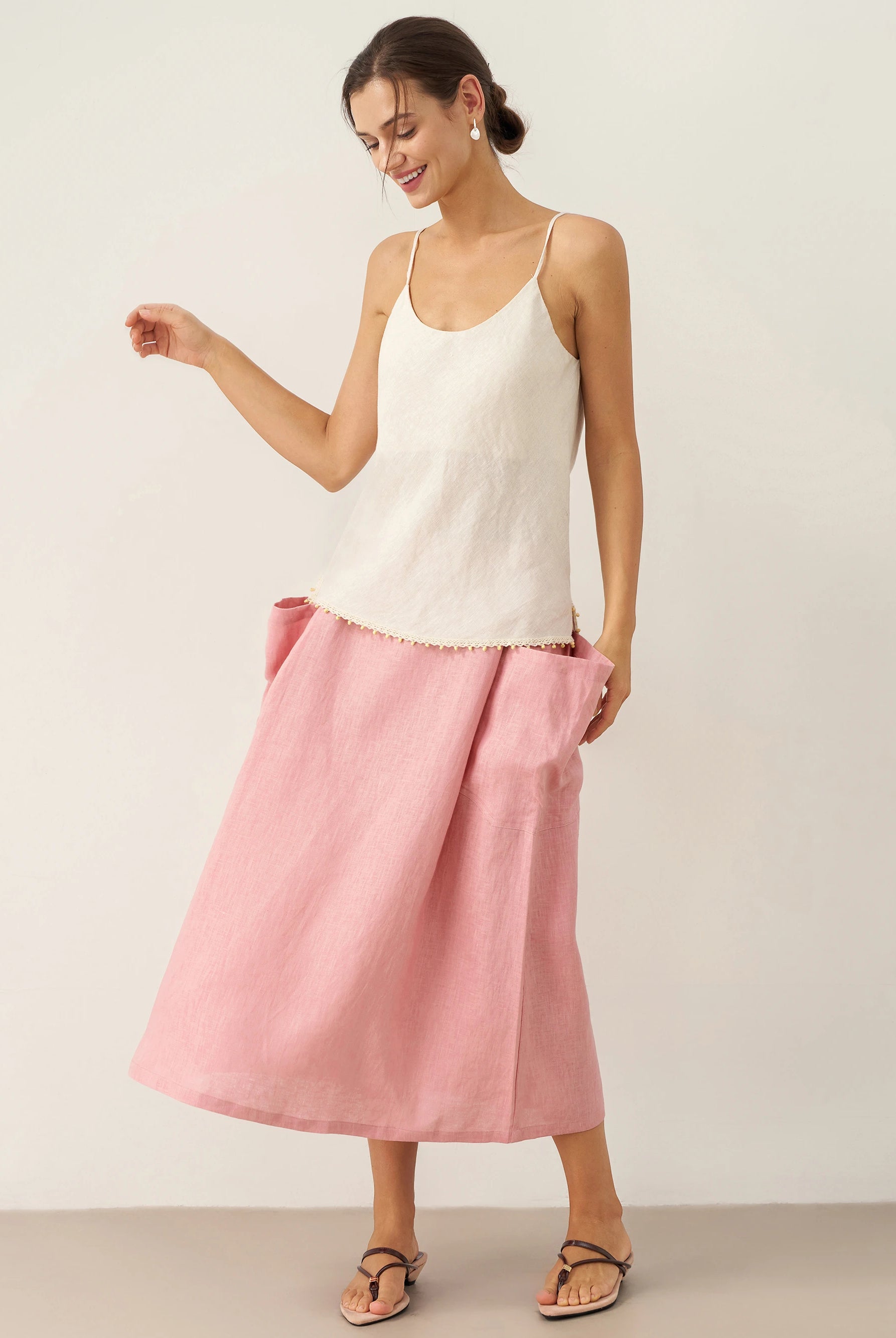 100% Linen Beaded Hem Camisole Bree by LINTICO for women