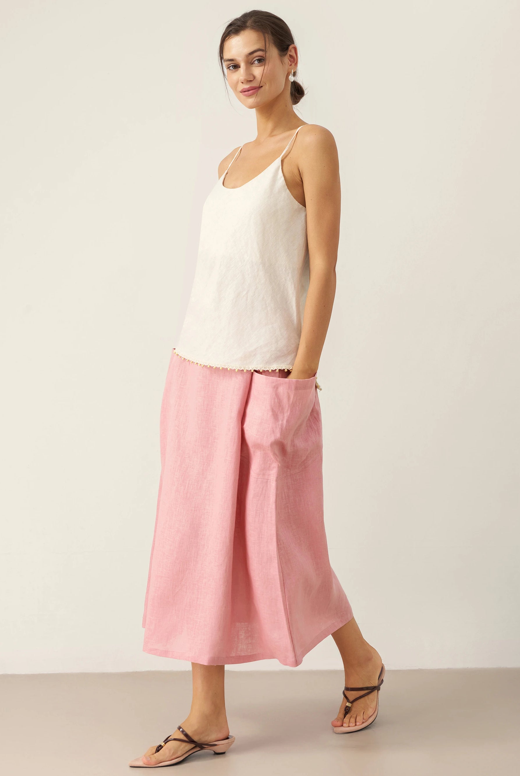 100% Linen Beaded Hem Camisole Bree by LINTICO for women