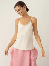 100% Linen Beaded Hem Camisole Bree by LINTICO for women