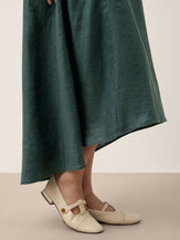 100% Linen Braided Neck Handkerchief Hem Maxi Dress CARISSA by LINTICO