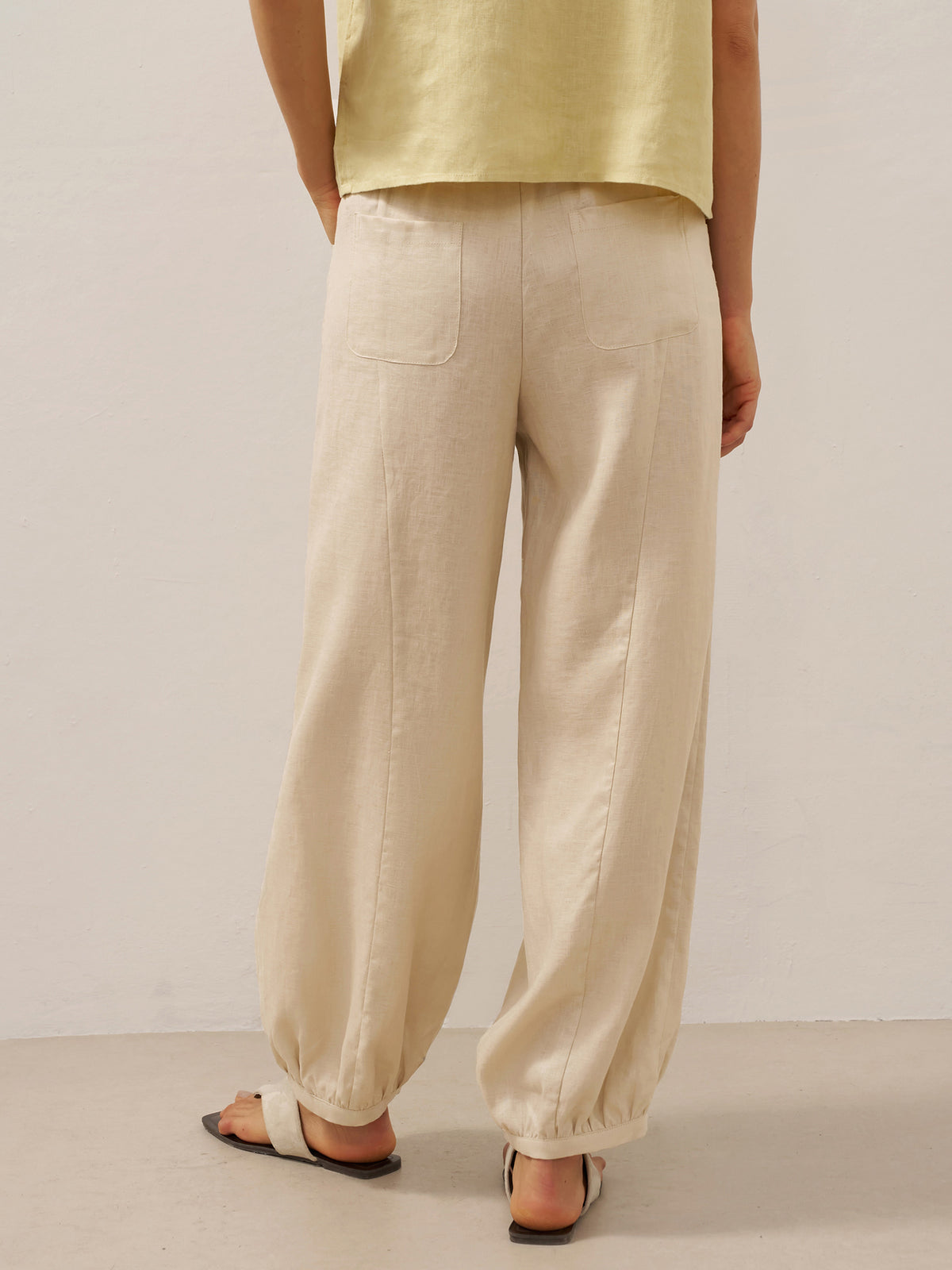 100% Linen Broad Elastic Waistband Pants TALIA by LINTICO for women