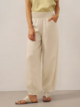 100% Linen Broad Elastic Waistband Pants TALIA by LINTICO for women