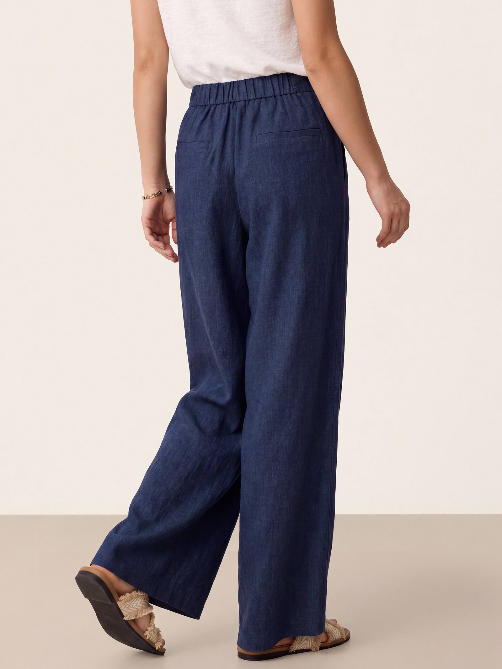 100% Linen Buttoned Slit-Hem Pants KATYA by LINTICO for women
